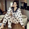 Coleção de Pijamas de Veludo Dourado Estilo Coreano Pijamas Estilo Ins para Mulheres Outono e Inverno Veludo Diamante Popular Roupa de Casa de Duas Peças