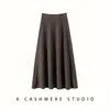 Saia de cashmere para mulheres, estilo coreano, com caimento fluido, tecido espesso, comprimento longo, design elegante em A, nova coleção outono/inverno