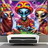 Tapiz Fluorescente Tela de Fondo Amazon Tela de Pared Transfronteriza Calavera Psodélica Hongo Tela Decorativa Tela Colgante Luminosa Tapiz