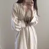 Estilo Ins Coreano Temperamento 2026 Nuevo Vestido de Algodón Lino Verano Falda Larga Retro Nicho Ropa para Mujer