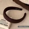 Diadema de Esponja de Color Sólido Color Maillard Primavera y Verano de Ala Ancha para Mujeres con Parte Superior Alta del Cráneo y Diadema con Pasador Pequeño que Muestra la Cara para Lavarse la Cara