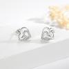 Brincos de Prata Esterlina 925 Micro-incrustados de Coração para Coração Temperamento Feminino Brincos de Amor Duplo Brincos Personalizados Fofos