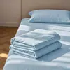 Lençol de cor sólida simples peça única para uso doméstico, cama de solteiro para dormitório estudantil, lençol de algodão lavado para cama de casal conjunto de cama de três peças
