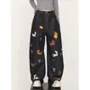 Jeans para Mujer con Bordado de Cimitarras de Dibujos Animados Estilo Primavera 2026 Moda Coreana Pantalones Casuales Holgados para Hombre Tendencia Juvenil