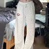 Calça Casual Longa de Bordado Transfronteiriço com Bolinhas para Mulheres, Novo Estilo Primavera/Verão, Cintura Elástica, Corte Solto, Estilo Preguiçoso, Calça Longa de Perna Larga Emagrecedora