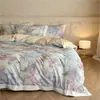 Conjunto de cama de quatro peças, espesso, 100% algodão, escovado, com 60 peças, apresentando um padrão floral francês vintage de algodão puro, adequado para outono e inverno