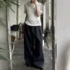 Top de Malha Respirável com Recortes de Verão Gola V Masculino Retro Americano Design Solto Casual Gola Manga Curta