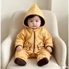 Mono con capucha, estampado de estrellas amarillas y cierre de cremallera para bebés y niños pequeños, suave y cálido, adecuado para usar como ropa exterior