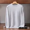 Suéter Masculino de Cashmere 2026 Gola Redonda Outono/Inverno Novo Estilo Cor Sólida Malha Amiga da Pele Para Jovens e Meia-Idade Camada Base Suéter Fino