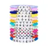 Amazon Transfronterizo Nuevo Producto Negro y Gris Arcilla Suave Letras Acrílicas Pulsera Elástica Conjunto para Hombres y Mujeres