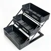 Estante para condimentos de encimera de cocina, estante de almacenamiento de condimentos de doble capa estilo escalera, almacenamiento dividido de gran capacidad para botellas de salsa y recipientes de aceite