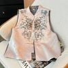 Novo vestido tang feminino chinês vintage bordado moda colete solto sem mangas elegante estilo nacional feminino top a2901
