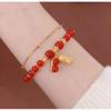 Cosas Buenas Cacahuate Doble Cadena Colgante Marca Fu Pulsera de Cuentas Femenina Diseño Nicho Ins Versátil Lujo Ligero Regalos para Mejores Amigas