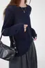 Otoño 100% Lana Merino Soluble en Agua Lana Fina Cuello Redondo Manga Larga Top Delgado de Capa Base para Mujer Delgado Ajuste Ceñido Top Interior