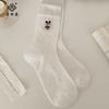 Calcetines Ji Four Elephant para Mujer Verano Delgados de Dibujos Animados Mickey Mouse Bordados Calcetines Medios Algodón Peinado Estilo Miu Calcetines Apilados para Mujer
