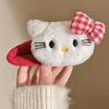 Bonita horquilla de peluche con forma de gato KT, dulce diadema con lazo rojo Ankola, accesorio para el cabello con cola de caballo lateral para niña.
