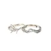 Anillos de Pareja de Plata Pura 999 con Eucalipto Azul y Diseño de Pájaro, Anillos Ajustables de Lujo Ligero para Mujer, Joyería de Plata de Nicho