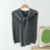 Chal tejido de hilo de mecha, adecuado para primavera, otoño e invierno, un cárdigan ligero de color liso, diseñado para llevar sobre una chaqueta, y una bufanda de cuello falso anudada para otoño