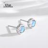 Brincos de prata esterlina s925 para piercing de orelha femininos, pedra da lua, pequenos, sonhadores, coreanos, simples, elegantes, para estudantes