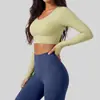 Top de Yoga Juyitang Transfronterizo sin Costuras sin Sujetador Deportivo Fitness Cintura Alta Manga Larga