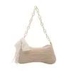 Moda de Primavera 2026 Tendencia Nuevo Diseño de Personalidad Tejido Versátil Simple Elegante Bolso de Hombro con Cadena Bolso Cruzado