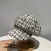 Gorra de Boina de Tweed de Nuevo Estilo para Otoño e Invierno con un Ambiente a la Moda, Boina que Adelgaza el Rostro