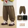 Calça Kaka Panda forrada com fleece para meninos, calça longa quente de outono e inverno para crianças, roupas de inverno para meninas, calça de inverno para bebê