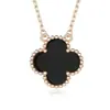 Collar de Trébol de Cuatro Hojas V-Gold de Alta Gama Bañado en Oro de 18 Quilates, También Disponible como Pulsera con Colgante de Calcedonia Rojo Rosa, Ágata y Concha Blanca, y como Cadena para Clavícula