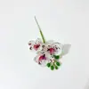 Flor Artificial Transfronteriza, Orquídea Mariposa de Tallo Único con Tres Flores Pequeñas, Textura de Película 3D, Decoración Floral para Mesa de Comedor, Materiales para Arreglos Florales de Jardinería