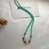 Nova Corrente de Clavícula com Contas Estilo Chinês Moda Nacional Feminina Turquesa Sintética Vermelho do Sul Corrente de Clavícula Nicho Elegante Étnica Leve Luxo Corrente de Colar