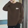 Camiseta de Algodón Puro de Peso Pesado de 260g para Hombre, Camiseta Interior de Manga Larga con Estampado de Letras de Moda