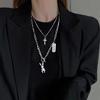 Ins Multi-Camada Hip-Hop Feminino Cruz Colar Moda Personalizado Móvel Pingente de Coelho Colar Trendy Woolen Chain