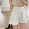 608 Tiro No Real Estilo Coreano Pantalones Cortos de Mezclilla Pierna Ancha Nuevos para Mujer Cintura Alta Sueltos Adelgazantes Dobladillo Recto Delgado Shorts