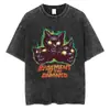 Camiseta Masculina de Algodão Puro Pesado Manga Curta Estilo Retro Americano, Casual de Verão Solta Tendência Oversize Lavada Vintage