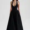 Novedad Otoño 2026 Comercio Exterior Ropa Europea y Americana para Mujer Elegante Temperamento Cuello Halter en V Sexy Vestido de Noche
