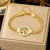 Pulsera de joyería de moda dorada ins para combinar con todo, pulsera de acero de titanio simple de lujo ligero, trébol de cuatro hojas para mujer, transfronteriza