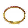 Pulseira Dupla de Ferradura Vermelha com Zircônia Incrustada, Pulseira Circular Aberta, Acessório Versátil da Moda com um Estilo Único