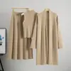 Conjunto de Tricô Estilo Preguiçoso Amazon Transfronteiriço para Mulheres Outono e Inverno Colete Sem Manga Suéter Cardigã Saia Conjunto de Três Peças
