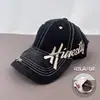Boné de Baseball Tendência de Rua Americano Feminino Verão Bordado Letra Aba Larga Proteção Solar Chapéu Bico de Pato Circunferência da Cabeça Grande Faz o Rosto Parecer Menor