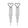 Cross-border New Long Rhinestone Tassel Brincos Femininos Super Exagerados Full Diamond Butterfly Love Brincos Brincos Super Flash Europeu e Americano