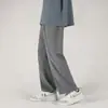 Pantalones Casuales de Seda de Hielo para Hombre Primavera y Verano Delgados Estilo Hong Kong Ins de Moda Sueltos Talla Grande Pierna Recta Color Sólido Caída Pantalones de Pierna Ancha