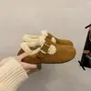 Zapatos Birkenstock que aumentan la altura para mujer 2026 invierno nuevos suela gruesa con forro de terciopelo cálidos zapatos de algodón slip-on zapatos peludos mocasines