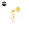 F136 Titânio 0.9 Pingente Lua Estrela Cravejado com Zircônia Flor Pequena Rosca Interna Lábio Clave Cartilagem Piercing Orelha Brincos