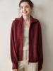 24 Suéter Cardigan de Punto de Cachemir con Cremallera y Cuello Alto para Otoño e Invierno, Holgado, Estilo Suave y Perezoso, Color Sólido, Chaqueta Versátil para Mujer