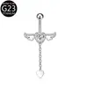 F136 Anillo para el Ombligo Corazón de Cupido Cadena de Alas de Ángel Anillo para el Ombligo G23 Joyería para Piercings Venta al por Mayor