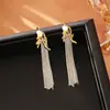 Pendientes de Perlas de Agua Dulce de Gama Alta, Estilo de Dos Vías de Lujo Ligero, Pendientes Largos de Borla, Simples y Elegantes, Pendientes Elegantes
