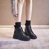Botas Street Martin para Mulheres no Outono e Inverno 2024 Novo Estilo Britânico Couro Genuíno Aumento Interno Botas Curtas para Mulheres Moda Botas de Motociclista