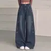 Jeans para Niña Estilo Primavera y Otoño 2026 Nuevo para Niños Pantalones de Pierna Ancha con Strass Hot-Fix Corazón Pantalones Rectos para Niños Medianos y Grandes Otoño