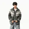 Abrigo Jersey con Botones de Cuerno Estilo Fair Isle para Hombres y Mujeres Diseño Otoñal Bloque de Color Cardigan Chaqueta de Punto Engrosada