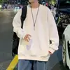 Moletom pesado estilo coreano, unissex, coleção de primavera, gola redonda, com capuz, cor sólida, manga longa, camiseta para usar por baixo estilosa, peça base de caimento solto